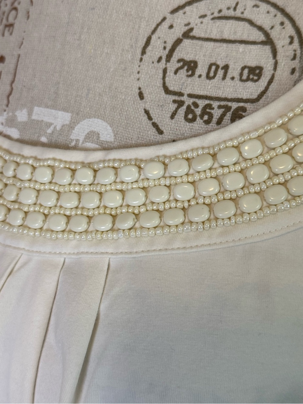 NWOT - Talbots White Beaded Scoop Neck Camisole - Size L - Picture 5 of 7